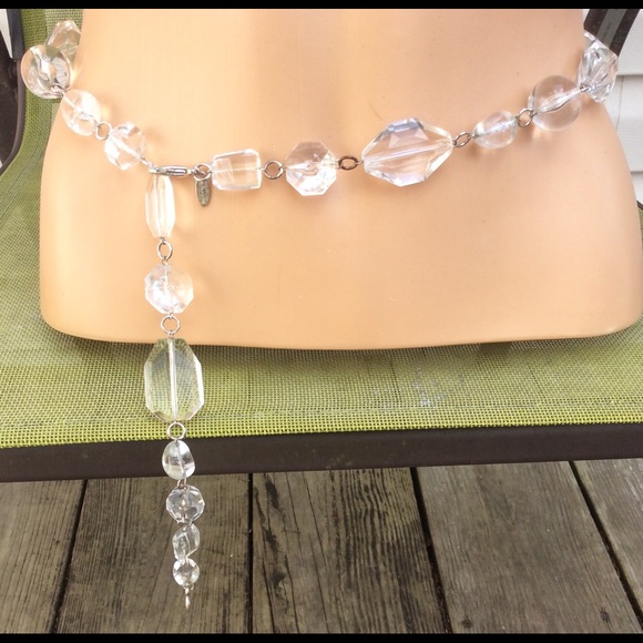 Gorgeous Vtg Talbots Glass/ Silver Statement Long Necklace/Belt - Picture 2 of 15
